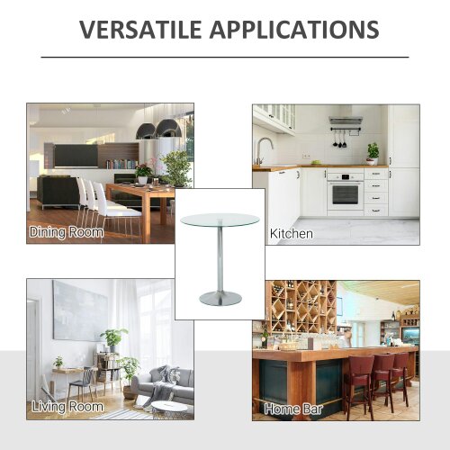 Wyld Haus Diliha Metal And Glass Clear Round Dining Table With Steel Base For Compact Spaces