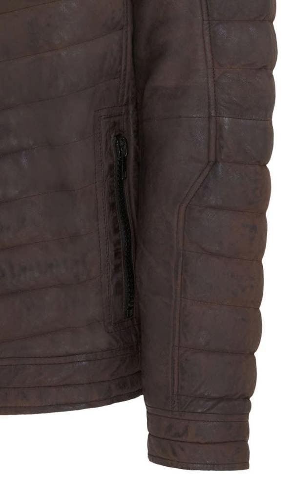 Infinity Leather Mens Quilted Puffer Leather Bomber Jacket - Torpoint
