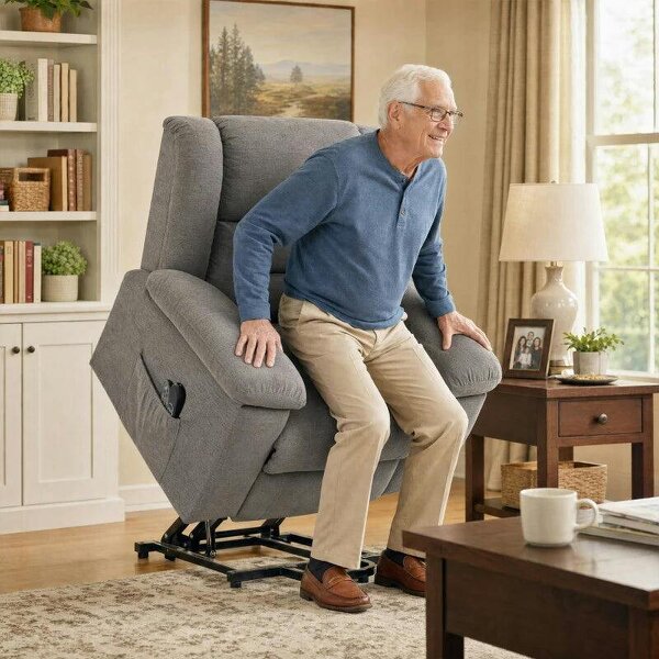 Oversized Riser Recliner Chair with Massage and Heat, Power Lift Recliner for Elderly with Wide Seat and Back, Grey