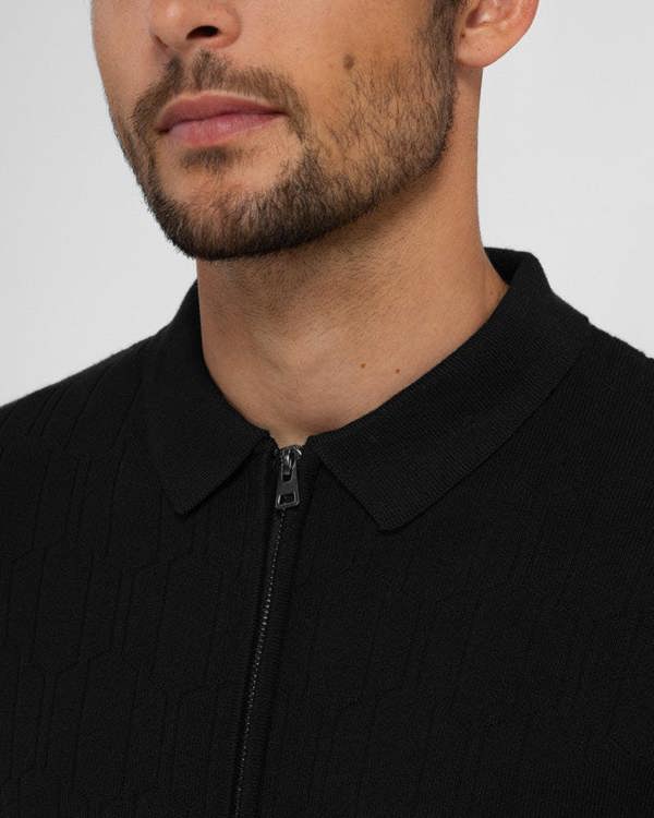 Steel & Jelly Aston - Geometric Knitted Zip-Through Cardigan