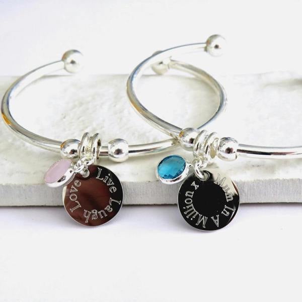 Personalised Edge Birthstone Torque Bangle