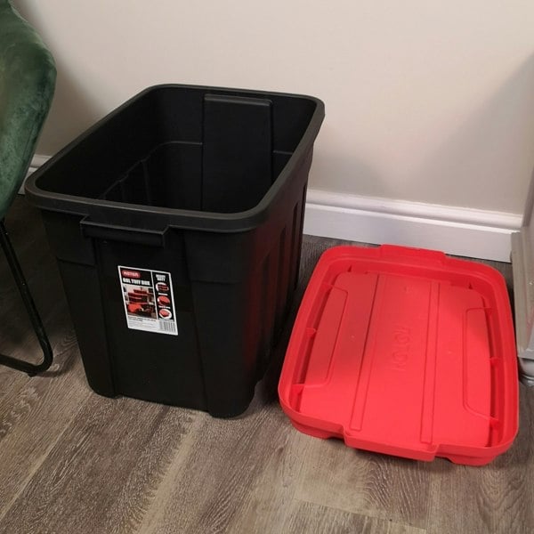 Samuel Alexander 68L Black and Red Tuff Stackable Storage Box with Lid and Carry Handles