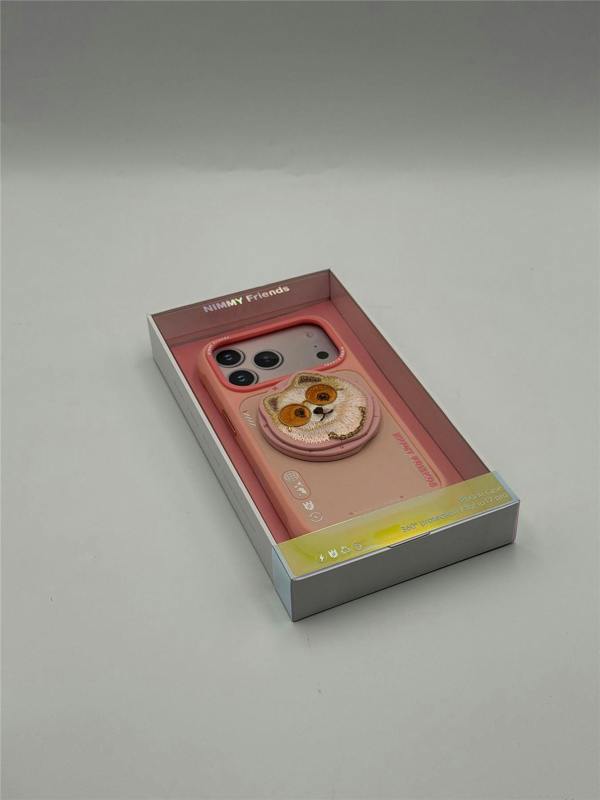 Nimmy Friends Nimmy Glass Cool Dog Face Case with Detachable MagSafe Grip Stand for iPhone 17 Pro 6.3" Pink - N-YJKM-CXZJ-IP17-PRO-031