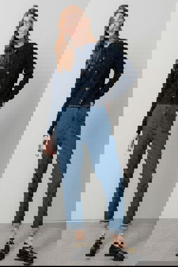 Lily & Me June Ribbed Knit Cardigan Navy