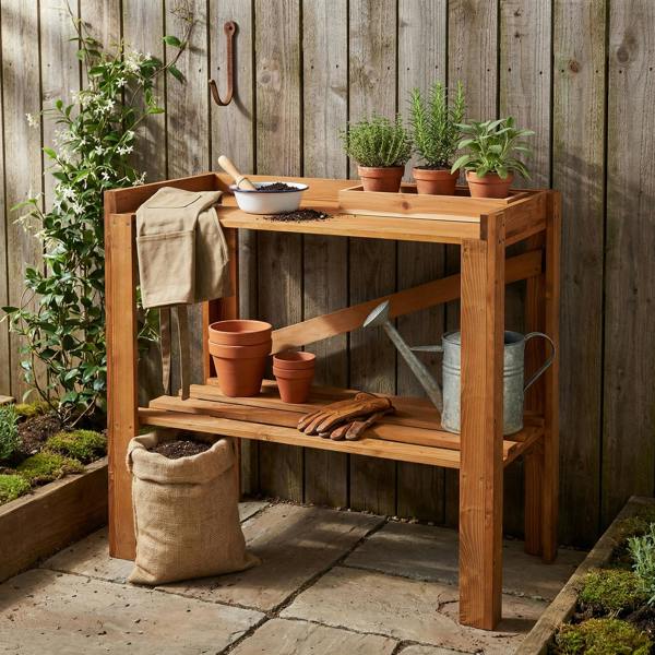 Core Products Outdoor Potting Table, Wax-Treated Solid Pine