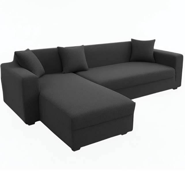 Anyseat 4 Seater Sofa Cover Plain Dark Grey Style and Protection For Living Room Sofa Chair Elastic Stretchable Slipcover