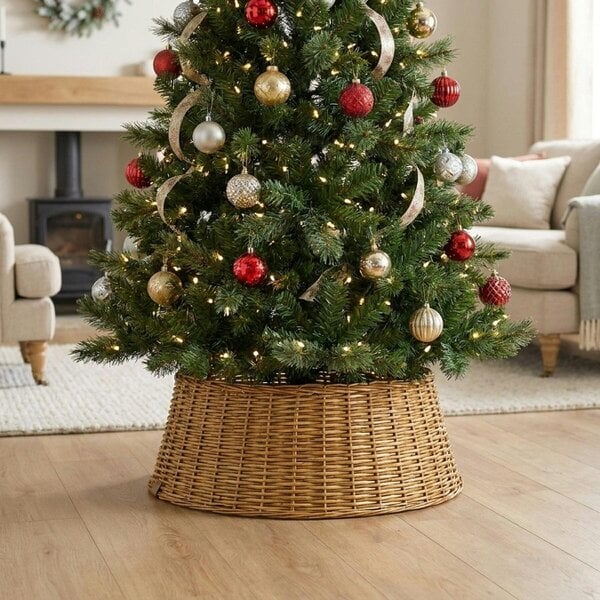 Garden Greatness Natural Woven Wicker Christmas Tree Skirt