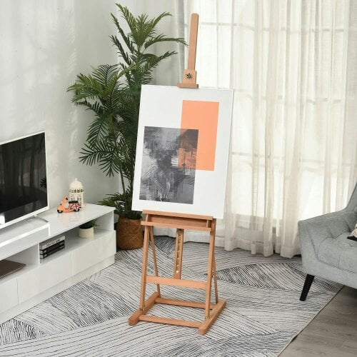 Bobobiy Wooden Easel Stand H-Frame Artist Easel with 171-230cm Adjustable Height and 0-80° Working Angles Beech Wood Art Easel for Displaying