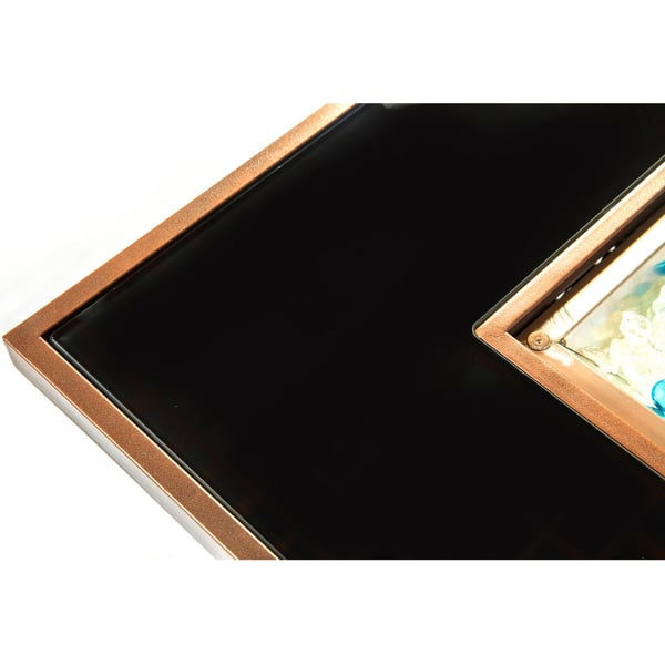 MDA Designs Ostara Stylish Bronze Wicker Garden and Patio Gas Fire Pit Multi-Purpose Glass Tabletop Outdoor Smoke-Free Heater