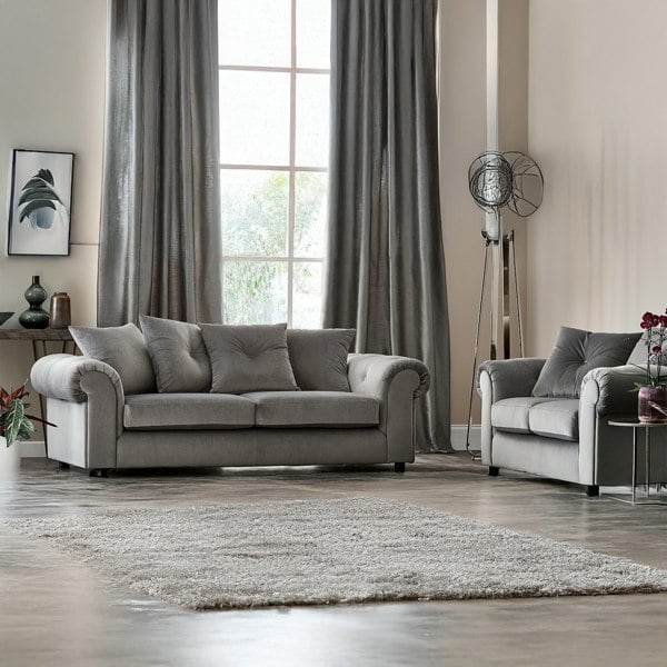 Furnishings For Less Hamilton Plush Velvet Fabric Sofa Suite