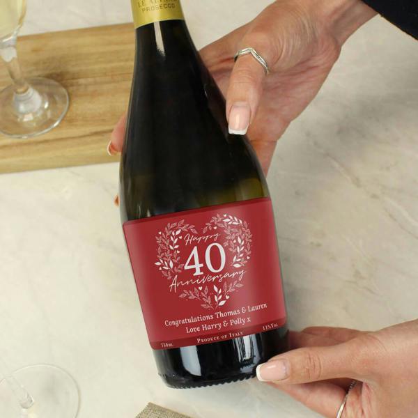 Personalised 40th Ruby Wedding Anniversary Prosecco - alternative angle