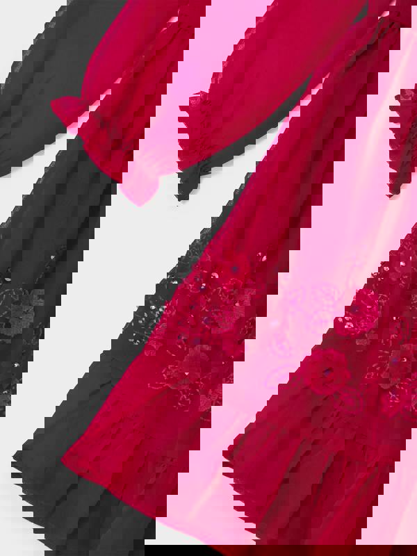 GWD Flora Red Applique Flower Dress