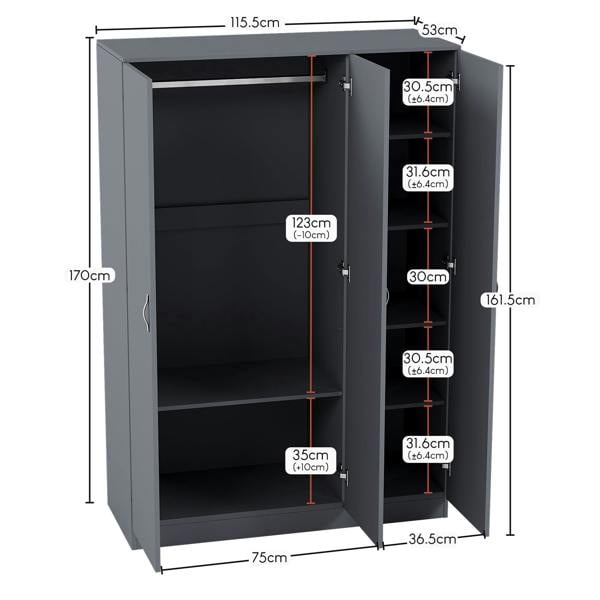 Vida Designs Riano 3 Door Wardrobe