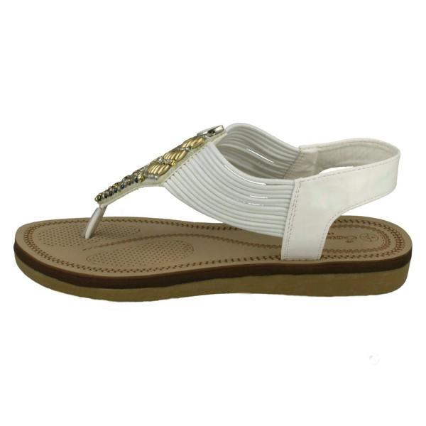 Savannah Ladies Savannah Low Wedge Beaded Toepost Sandals