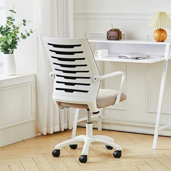 Khaki Fabric Swivel Chair Computer Ergonomic Office Chair Home Office Chairs Living and Home