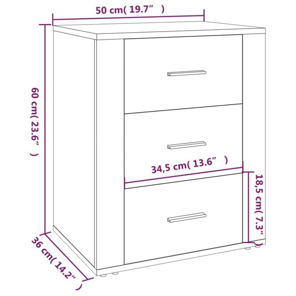 Berkfield Bedside Cabinet Smoked Oak 50x36x60 cm Engineered Wood