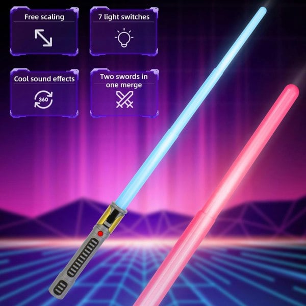 deAO Toys 7-Color Rechargeable Lightsaber for Kids – Motion Sensing, Retractable Design, Spin Feature, Dynamic Sound Effects, Quick Flick Action