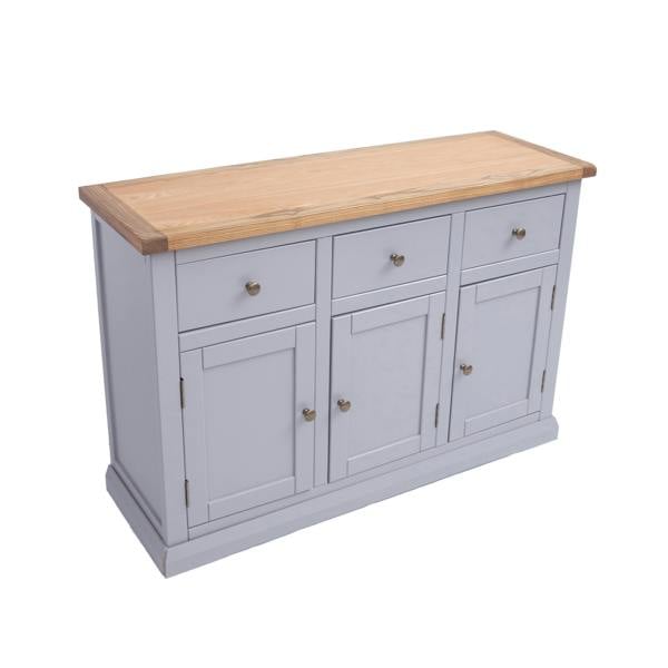 Cabinet Bits Rocca Grey 3 Drawer 3 Door Sideboard Brass Knob