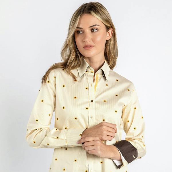 ZIGZAG SUNFLOWER WOMENS PRINT SHIRT - Premium Men's Patterned Shirt by Claudio Lugli | Bold Design, Tailored Fit, Best Printed Shirts