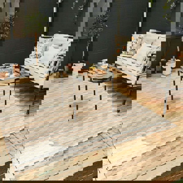 Rainbow Outdoor Rug Beige | Vibrant Geometric Patterns