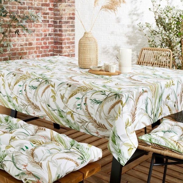 RHS Ornamental Grasses Shower Proof Outdoor Cotton Dining Table Cloth