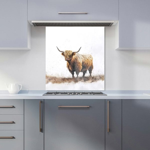 Warren Reed - Designer Highland Cow Watercolour Kitchen Splashback