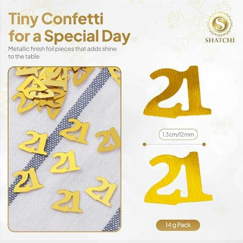 21st Birthday Gold Metallic Confetti Pack, Table Decoration in 1, 2 or 4 Packs image 1