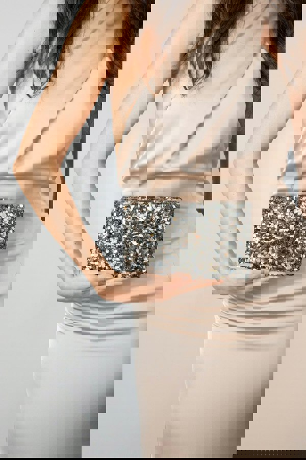 SVNX Embellished Clutch bag in Black Speckle