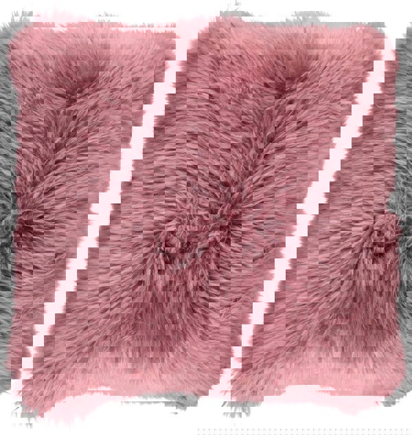 Long-Wool Sheepskin Cushion | 35x35 cm Old Rose