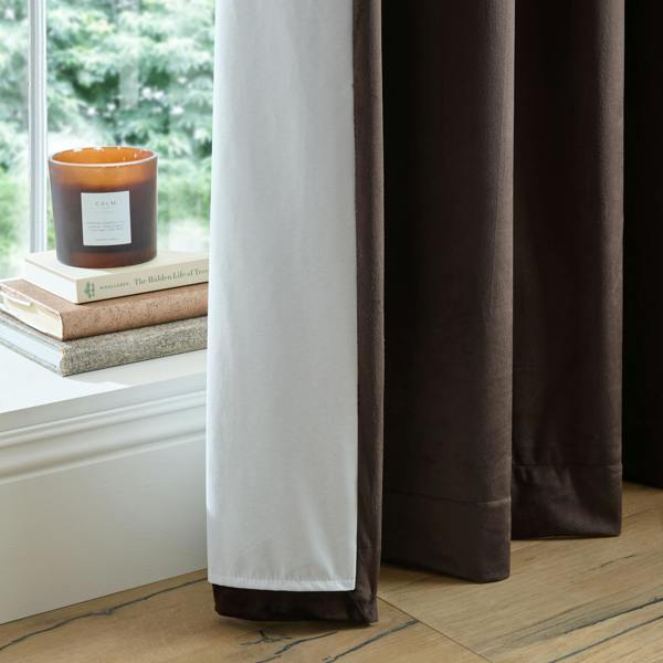 Catherine Lansfield Super Thermal Blackout Matt Velour Eyelet Curtains Chocolate