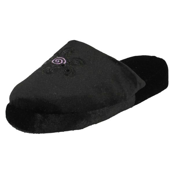 Spot On Ladies Spot On Flower Detailed Mule Slippers 20J4686