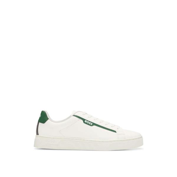 Boss Mens Rhys Suede Tennis Trainers - White - 