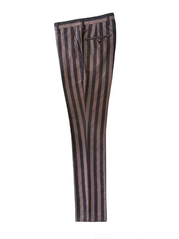 Brown Bold Stripe Trousers