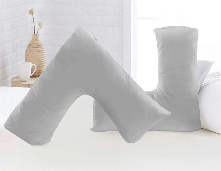 Night Zone Microfibre V Pillow – Ultra Soft Back & Neck Support Pillow with Cover or Cover Only - Silver
