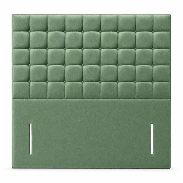 Great British Beds Small Cube Headboard - Green Plush