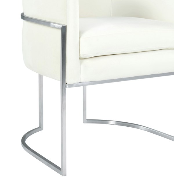 Furniture Edit Giselle Cream Velvet Dining Chair Silver Leg