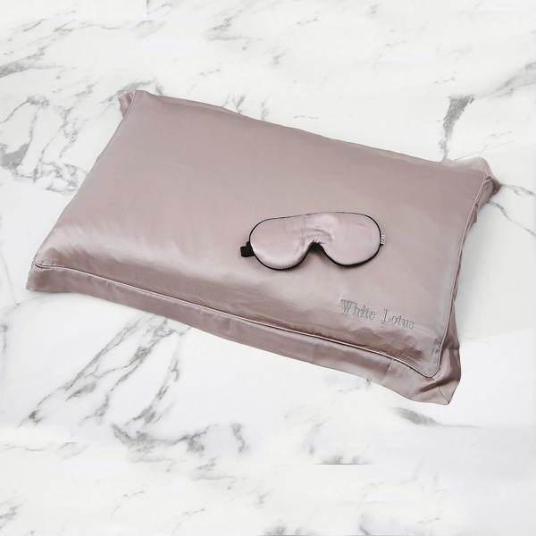 White Lotus Beauty 100% Mulberry Silk Pillowcase and Eye Mask Set Cruelty Free