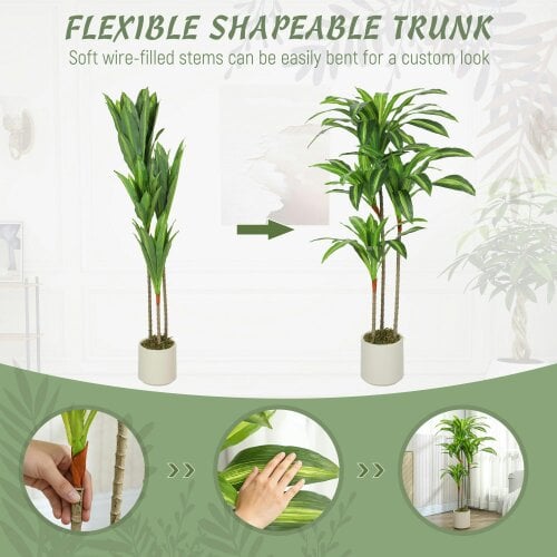 Wyld Haus Mivi Artificial Dracaena Style Tree With Flexible Trunks 120cm Green