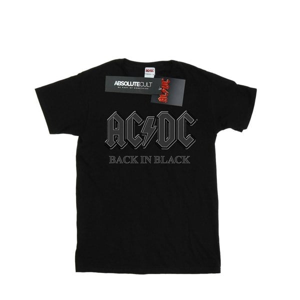 AC/DC Womens Back In Black Cotton Boyfriend T-Shirt - Black