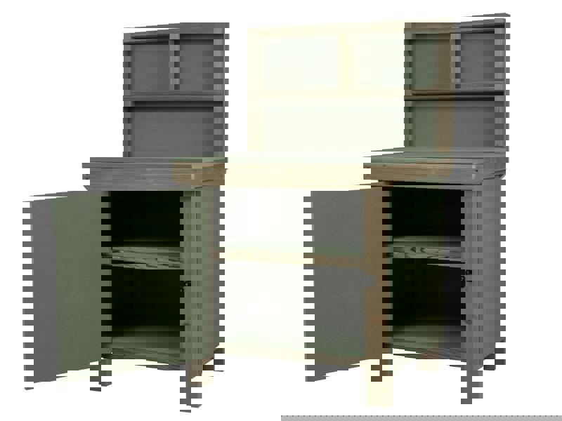 Arbor Garden Solutions Wooden UniMDF Moisture Resistant Workbench With Lockable Cupboard (V.9) With Back panel, Double shelf