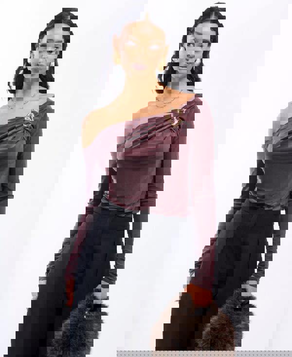 Needs No Label Chocolate Jersey Hardware Top