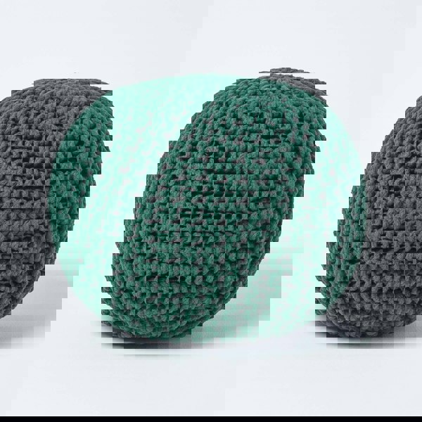 HOMESCAPES Round Cotton Knitted Pouffe Footstool Bean Filled Hand Knitted