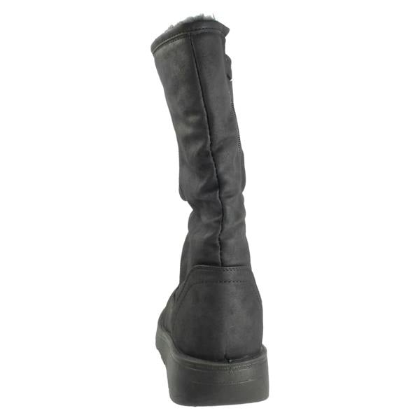 Spot On Ladies Spot On Fur Lined Zip Up Wide Fit Wedge Heel Mid Calf Boots F4466