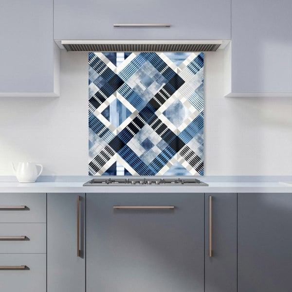 Warren Reed - Designer Checkered Square Black And Blue Kitchen Splashback