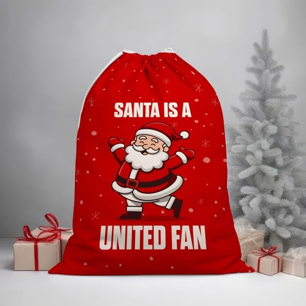 BritishmadeGifts Santa is a United Fan - Football Fan Santa Sack