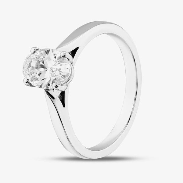 T. H. Baker Platinum Certified Lab Grown 1.00ct Oval Cut Diamond Solitaire Ring 196MT-P012