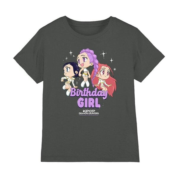 K-Pop Demon Hunters Childrens/Kids Birthday Girl Huntr/X Group T-Shirt - Charcoal