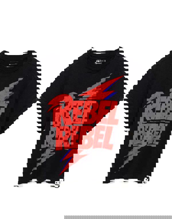 David Bowie Womens Black Character Cropped Short Sleeved T-Shirt