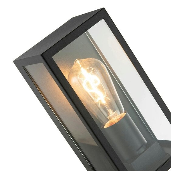 Happy Homewares Modern Rectangular Outdoor Lantern Wall Light in Matte Black with Clear Glass