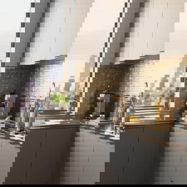 Panel Haus Self Adhesive Wall Tiles - Mini Hexagon Gold 30cm x 30cm (10 pack)